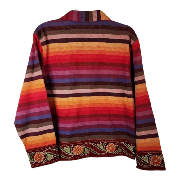 Tantrums Southwestern Embroidered Jacket Multicolor Bohemian Stripe Women - Picture 4 of 8